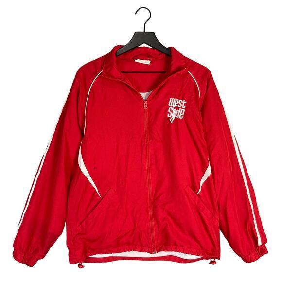 Vintage West Side Red Varsity Track Jacket Men's Size L Casual‎ Zip-Up - Picture 1 of 11
